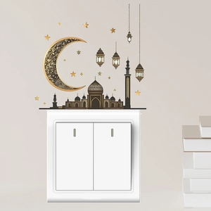 Dreamy moon and castle wall stickers for living room home decor above light switch