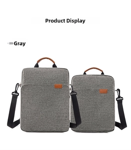 Detailed comparison of two sizes of gray Oxford fabric business messenger bags