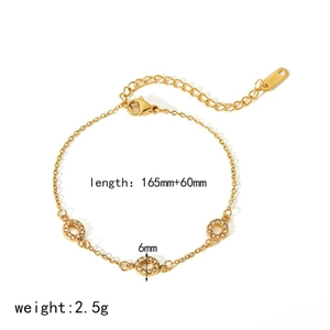 Gold 18k plated stainless steel bracelet featuring three sparkling crystal circle charms