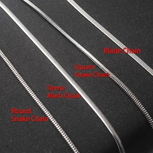 Minimalist titanium steel necklaces in square snake, blade, and round snake chain styles