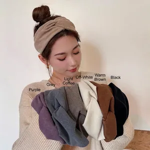 Damen Herbst Winter Samt Stirnbänder mit Knoten in Lila, Grau, Khaki und Schwarz