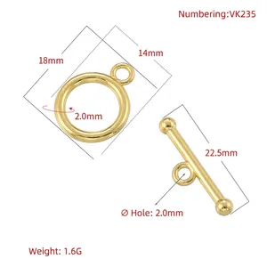 Chiusura OT dorata lucida per gioielli fai da te con anello 18mm e barra T 22,5mm