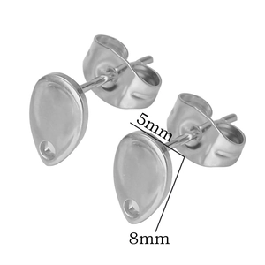 Detailansicht der 5mm x 8mm großen Edelstahl-Ohrstecker für die DIY-Schmuckherstellung