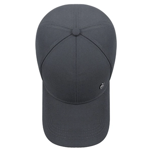 Berretto da baseball classico grigio scuro a sei pannelli con logo in metallo da uomo