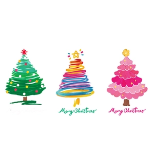 Colorful hand-drawn Christmas tree static window clings with Merry Christmas typography
