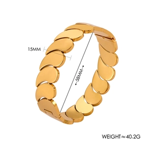 Polished gold multilayer geometric water drop splice titanium steel bangle for women