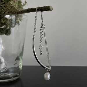 925 Sterling Silver Artificial Pearl Bracelet Minimalist Geometric Fine Chain Bangle Jewelry For Women Elegant Sweet