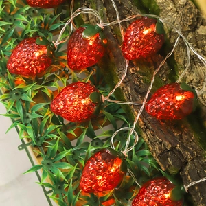 Luci A Stringa LED A Forma Di Frutta Fragola Ananas Funzionamento A Batteria Plastica Luce Calda Per Decorazione Camera Dei Bambini