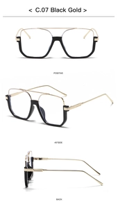 Multi-angle views of large frame black and gold fashion sunglasses in C.07 finish