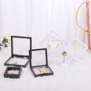 Floating Jewelry Display Box Transparent PE Film Suspension Storage Case For Rings Necklaces Earrings Plastic Dustproof
