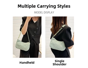 Detail of light green corduroy bag showing handheld and shoulder carrying options