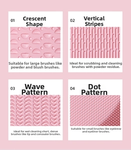 Silicone makeup brush cleaner mat featuring four unique textures for deep cleaning and drying