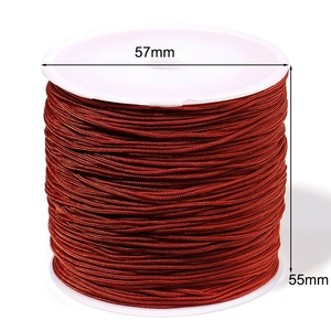 Red-brown 0.8mm Chinese knot cord on 57mm spool for DIY jewelry making and braiding