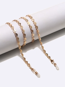 Gold Heart Shaped Metal Glasses Chain Hollow Out Alloy Eyewear Strap With Anti Slip Silicone Rings For Women Fashion Accessory