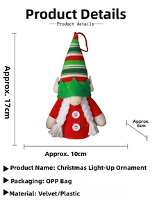 Gnome plush hanging ornament with dimensions 17x10x6cm made of soft fabric and plastic