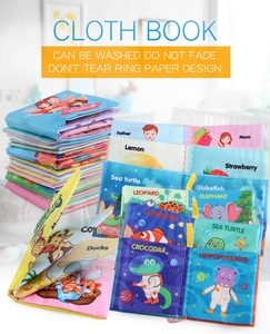 Livres en tissu pour bébé lavables avec animaux colorés, fruits et papier bruissant