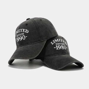 Casquettes de baseball vintage en coton délavé avec broderie Limited Edition 1980
