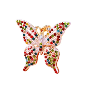 Exquisite golden butterfly keychain with colorful sparkling rhinestones for bags