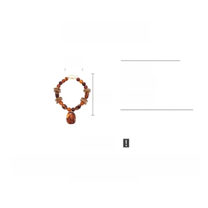 Detail view showing amber acrylic geometric beads with 47cm chain length and 93.9g weight