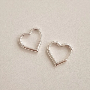 Minimalist 925 sterling silver heart earrings with irregular streamlined design