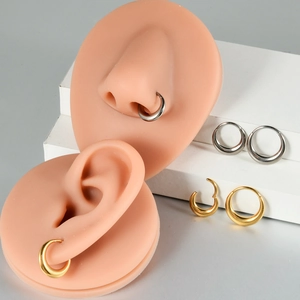 Polished G23 titanium hoop earrings and nose rings in gold and silver finishes