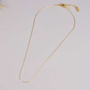 Minimalist 18K gold plated stainless steel thin chain necklace with adjustable lobster clasp