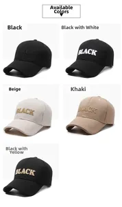 Matrix-Ansicht von Baseballkappen mit 3D-BLACK-Stickerei in Schwarz, Beige und Khaki