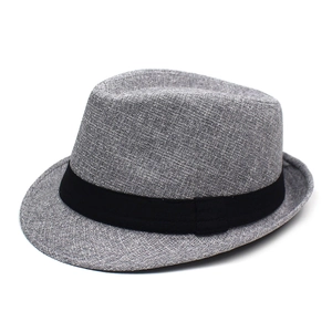 Unisex Fedora Hat Polyester Woven Jazz Hat Short Brim Black Ribbon Band Outdoor Sun Protection Vintage Casual Style Men Women