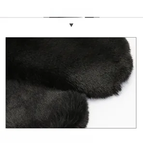 Macro detail of plush faux fur texture on a thick black winter scarf accessory