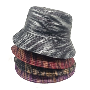 Bucket Hat Metallic Texture Retro Hip Hop Fisherman Sun Cap Streetwear Reversible Punk Style Unisex Patterned Polyester