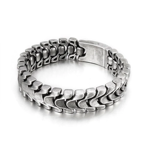 Bracciale Da Uomo In Acciaio Inossidabile 316L Retro Punk Industriale Catena A Osso Di Drago Gioielli In Metallo Pesante Con Chiusura Pieghevole