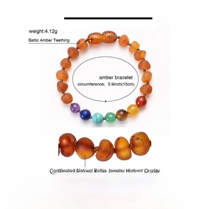 Spécifications détaillées du bracelet bébé en ambre avec perles de pierres colorées