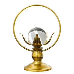 Luxury lotus crystal ball ornament with gold metal frame for modern home decor