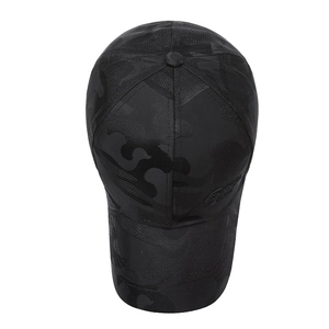 Men's black camo baseball cap with Sports embroidery and stylish camouflage pattern