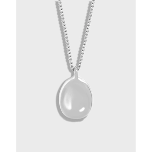 S925 Sterling Silver Necklace For Women Minimalist Geometric Oval Pendant Silver Chain Cold Style Fashion Jewelry Necklaces
