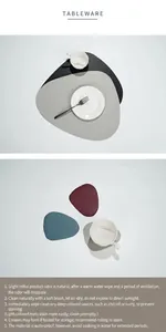 Waterproof PU leather placemats and coasters with a minimalist leaf-shaped design set
