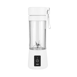 Portable white electric juicer blender with USB-C charging port and sharp steel blades