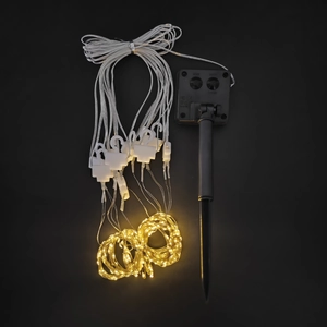 3x3m warm yellow LED curtain fairy lights with solar panel and ground stake kit