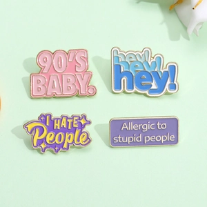 Motivational Slogan Enamel Pins Heart Shape Alloy Brooches Colorful Lapel Badges For Backpack Hats Fashion Accessory