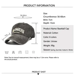 Washed cotton baseball cap with Los Angeles embroidery and detailed size guide