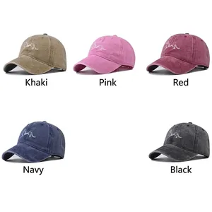 Vintage washed cotton baseball cap with puppy embroidery available in five distinct colors
