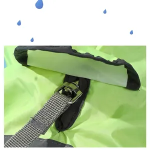 Waterproof dog raincoat with leash hole, reflective strip and green high-density fabric