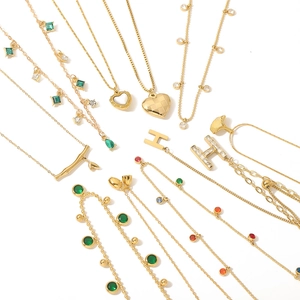 Elegant gold plated stainless steel necklaces featuring heart and bamboo leaf pendants