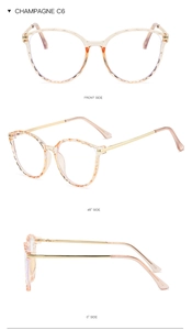 Montatura occhiali cat-eye oro champagne con cerniere a molla in metallo e TR90