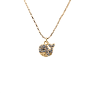 Golden box chain necklace featuring a blue zircon whale pendant with premium finish