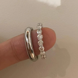 925 Sterling Silver Simple Romantic Couple Rings For Proposal Stackable Rhinestone Band Ring For Women Men Jewelry Gift