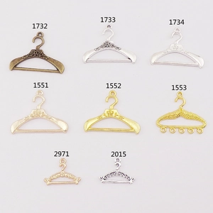 Assorted DIY alloy clothes hanger pendants in gold, silver, and bronze finishes