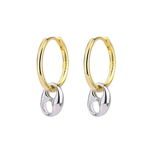 Bicolor Pig Nose Hoop Earrings With 925 Sterling Silver Post Geometric Chaine d'Ancre Design High End Fashion Jewelry For Women