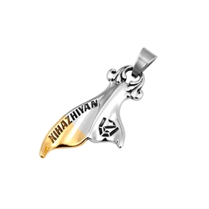 Minimalist whale tail titanium steel pendant necklace in silver and gold finish
