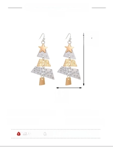 Macro view of Christmas tree earrings with dimensions 6.8cm height in silver finish